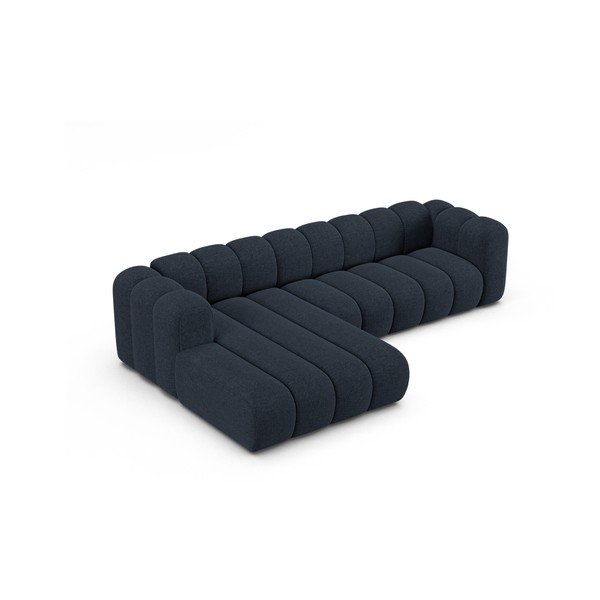 Sötétkék zsenília sarokkanapé (bal oldali-heverő résszel) Lupine – Micadoni -image-2