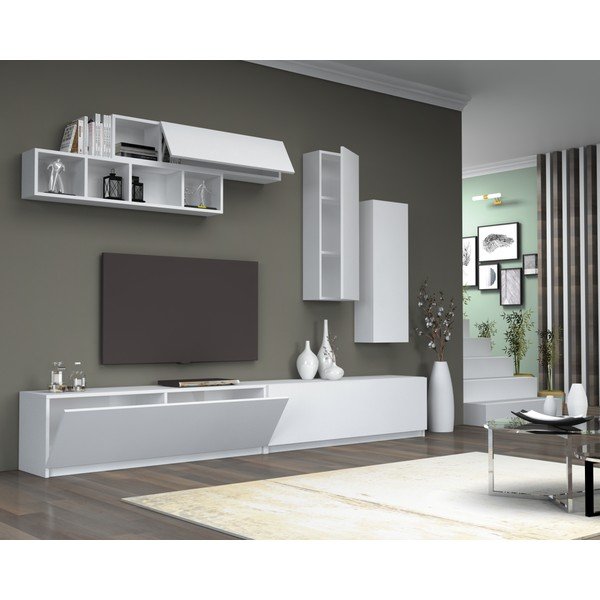 Fehér TV asztal 140x40 cm Dona - Gauge Concept-image-1