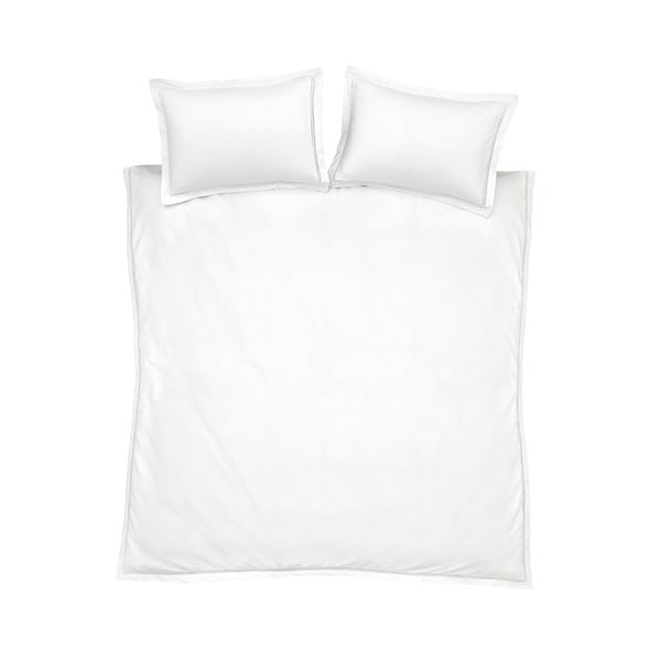 Fehér kétszemélyes pamut ágyneműhuzat 200x200 cm Oxford Lace Trim – Bianca