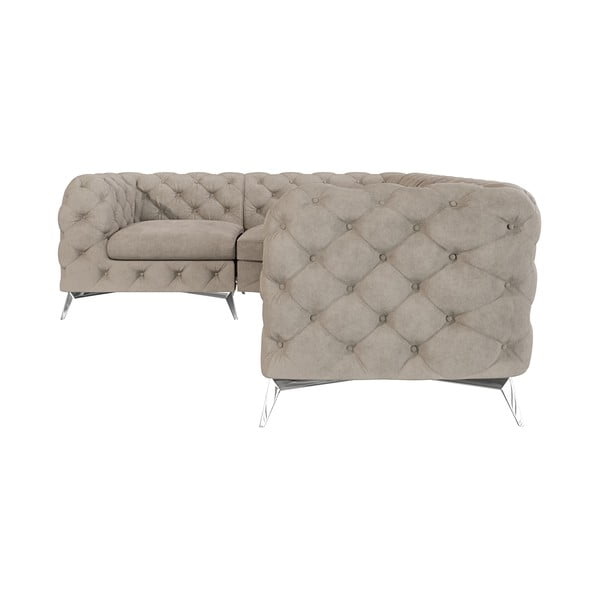 Szürkésbézs bársony sarokkanapé (bal oldali-L alakú) Chelsea – Ropez-image-2