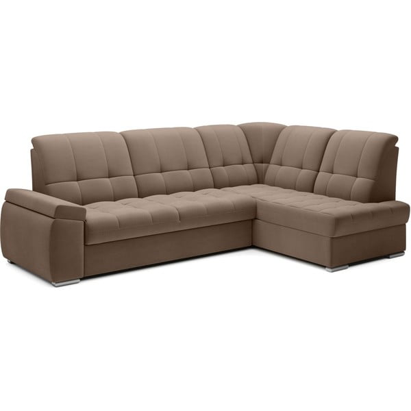 Barna bársony kinyitható-tárolóhelyes sarokkanapé (jobb oldali-L alakú) Sado – ELTAP-image-2