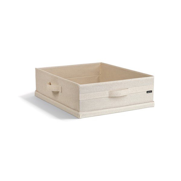 Bézs fedeles textil tárolódoboz 46x56x16 cm Soft Storage Low – Bigso-image-1