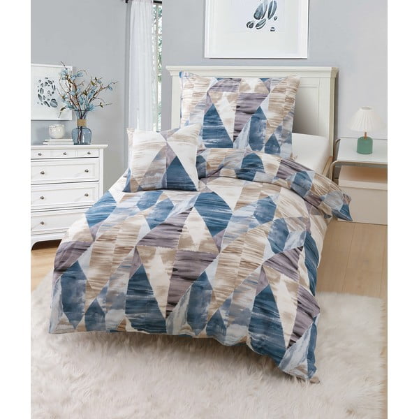 Kék-barna egyszemélyes háromrészes mikroszatén ágyneműhuzat 140x200 cm Eden – JAHU collections