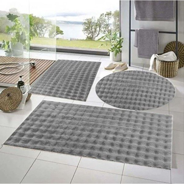 Szürke fürdőszobai kilépő szett 3 db-os 60x100 cm Powder – Mila Home