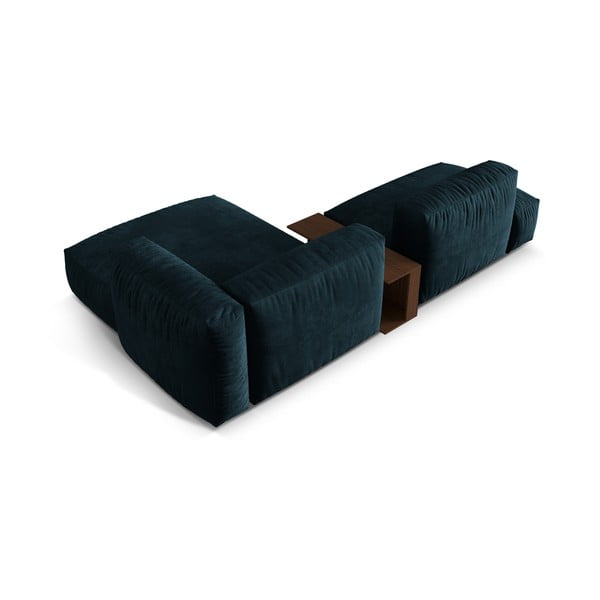 Sötétkék bársony moduláris sarokkanapé (jobb oldali-heverő résszel) Martina – Micadoni -image-3