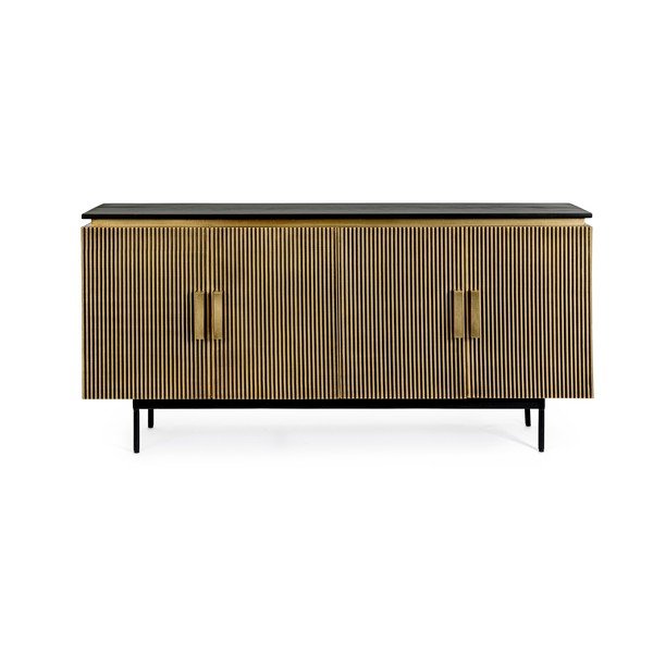 Fekete-natúr színű komód 160x80x40 cm Virat – Bizzotto-image-2
