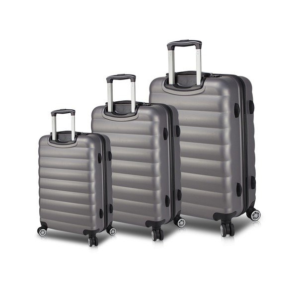 RESSO Travel Set 3 szürke görgős bőrönd USB csatlakozóval - My Valice