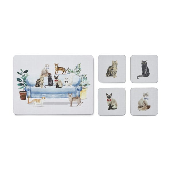 Tányéralátét és poháralátét szett 8 db-os Curious Cats – Cooksmart ®-image-3