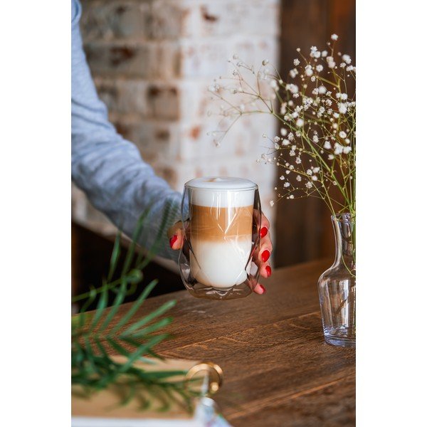 Geo 2 db-os duplafalú lattés pohár készlet, 350 ml - Vialli Design-image-1