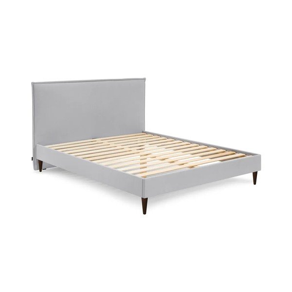 Világosszürke kárpitozott franciaágy ágyráccsal 180x200 cm Sary – Bobochic Paris