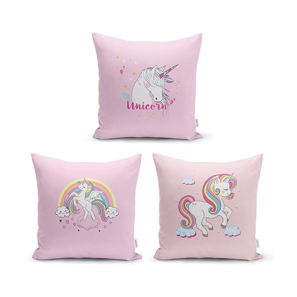 Pink Unicorn 3 db párnahuzat, 45 x 45 cm - Minimalist Cushion Covers