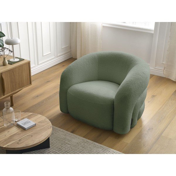 Zöld forgó buklé fotel Elina – Bobochic Paris-image-1