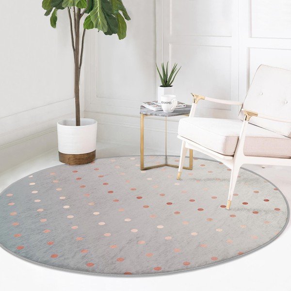 Szürke-rézszínű mosható-robotporszívóval tisztítható kerek szőnyeg ø 80 cm Comfort – Mila Home-image-3