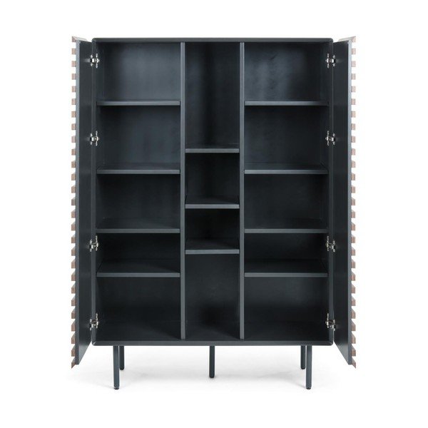 Fekete-natúr színű szekrény diófa dekorral 105x155x40 cm Kesia – Kave Home-image-3