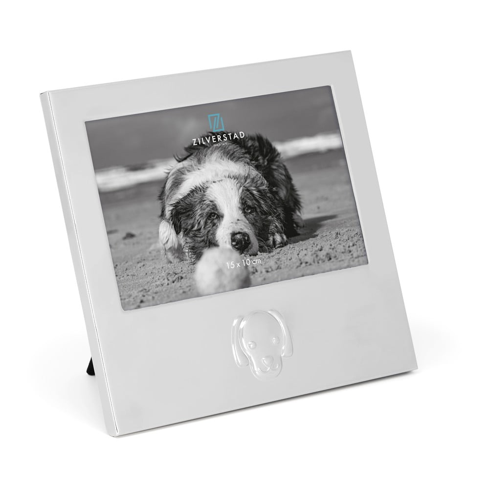 Ezüstszínű fém álló képkeret 16x17 cm Dog Zilverstad