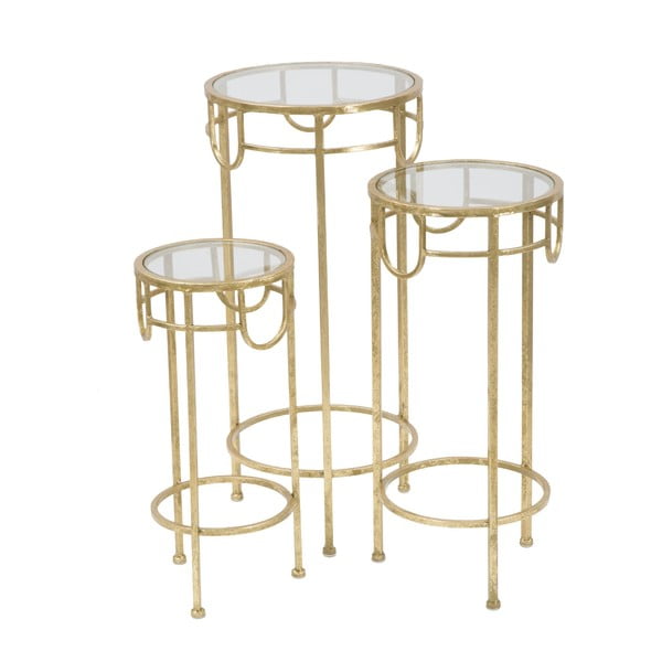 Lorenzo 3 db-os aranyszínű tárolóasztal szett - Mauro Ferretti-image-2