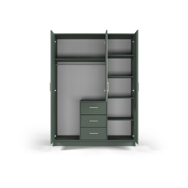 Zöld ruhásszekrény tükörrel 147x200 cm Burren - Cosmopolitan Design-image-4