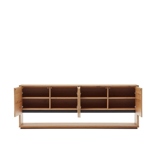 Natúr színű alacsony komód tölgyfa dekorral 200x74 cm Alguema – Kave Home-image-2