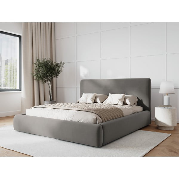 Szürke kárpitozott ágyneműtartós franciaágy ágyráccsal 180x200 cm Colonel – Cosmopolitan Design-image-1