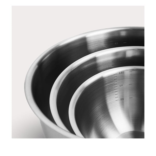 Ezüstszínű rozsdamentes acél tál szett 3 db-os ø 24 cm Lucca 3.0 – FABINI-image-1