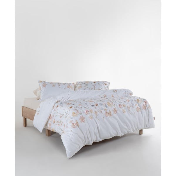 Fehér egyszemélyes pamut-szatén ágyneműhuzat 140x200 cm Ivory Garden Floral – Mila Home Luxury-image-2