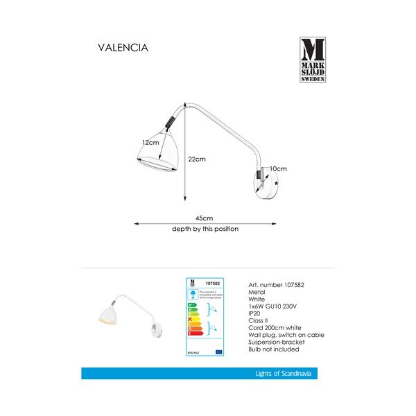 Valencia fehér fali lámpa - Markslöjd-image-2