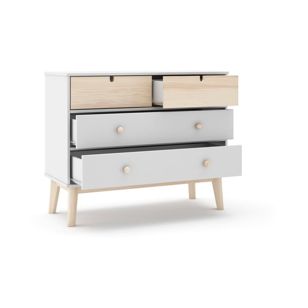Fehér alacsony gyerek komód 100x81 cm Estefania – Marckeric-image-4