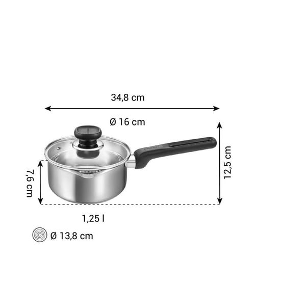 Indukciós tűzhelyhez alkalmas rozsdamentes acél lábas fedővel 1,25 l Brava – Tescoma-image-4