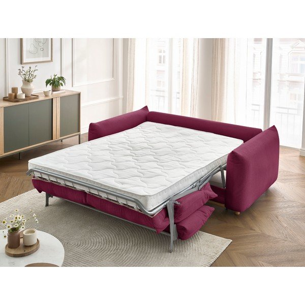 Borvörös kinyitható kanapé 214 cm Ernest – Bobochic Paris-image-1
