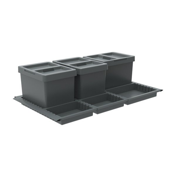 Szürke műanyag szelektív-beépíthető szemetes 3x12 l Metropolis Flip-up – Elletipi