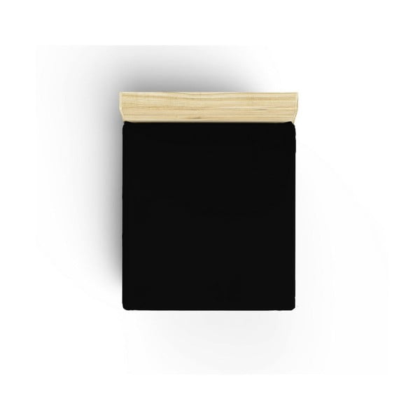 Caresso fekete, egyszemélyes, sima pamut lepedő, 90 x 190 cm