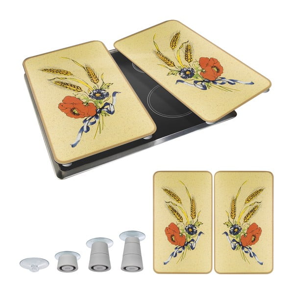 Edzett üveg tűzhely fedőlap szett 2 db-os 52x30 cm Corn-Flowers – Maximex-image-2