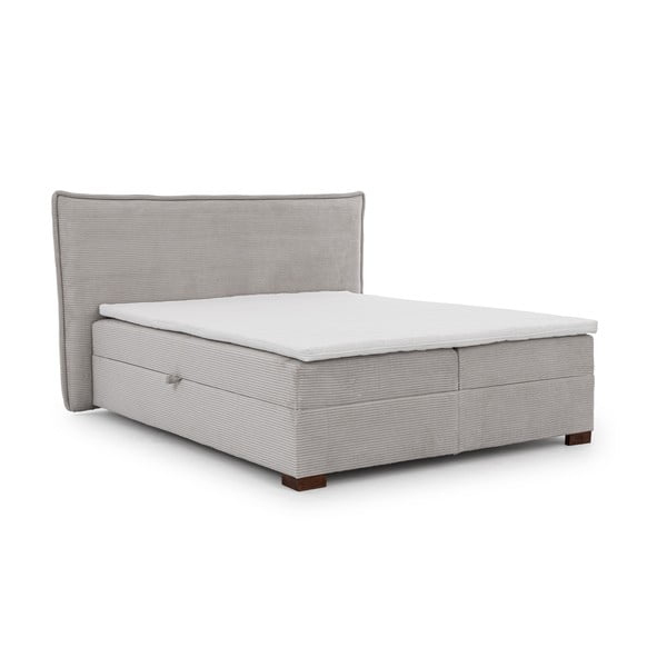 Világosszürke ágyneműtartós boxspring ágy 200x200 cm Lysa – Ropez