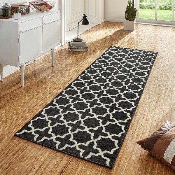 Basic Glam fekete-fehér futószőnyeg, 80 x 350 cm - Hanse Home-image-1