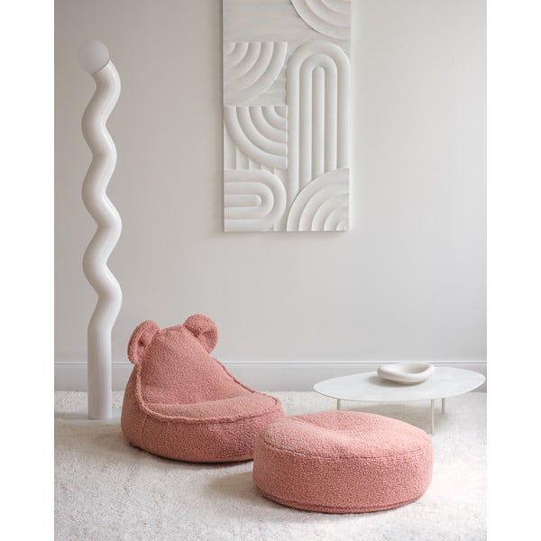 Rózsaszín buklé gyerek babzsákfotel Bear – Wigiwama-image-1