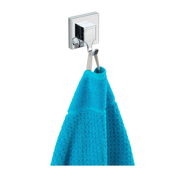 Fényes ezüstszínű öntapadós műanyag akasztó szett 2 db-os Genova – Wenko-image-3