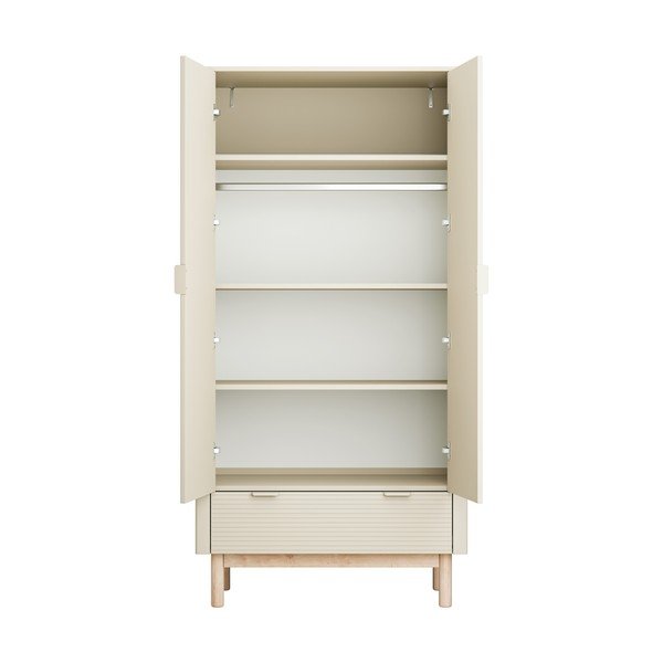 Krémszínű gyerek ruhásszekrény 100x52 cm Miloo – Pinio-image-3