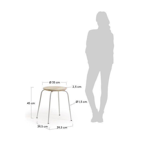 Nax fehér fém ülőke mangófa ülőrésszel - Kave Home-image-2