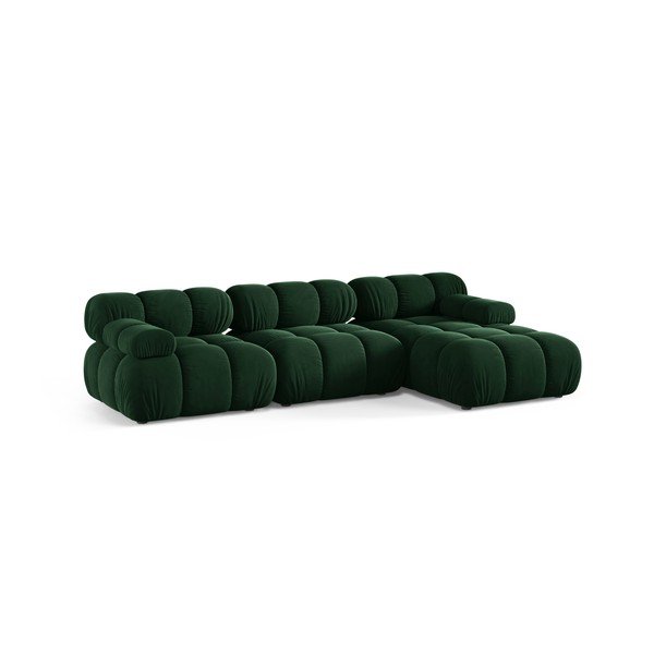 Sötétzöld bársony moduláris sarokkanapé (jobb oldali-heverő résszel) – Micadoni -image-2