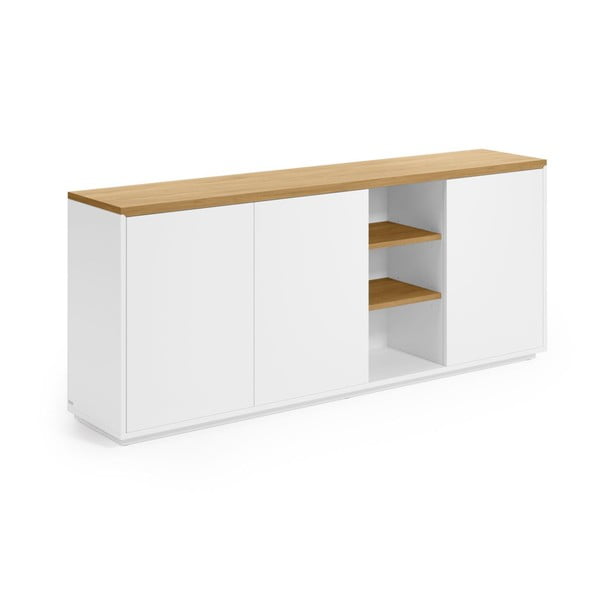 Fehér komód tölgyfa dekorral 180x75x36 cm Abilen – Kave Home