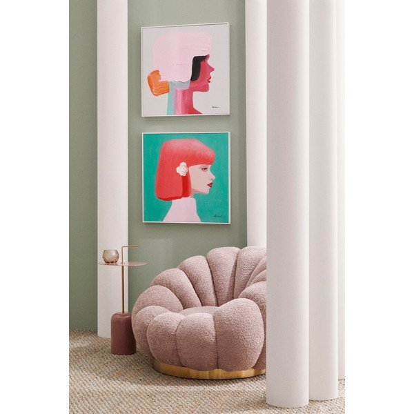 Rózsaszín forgó buklé fotel Florel – Bizzotto-image-1