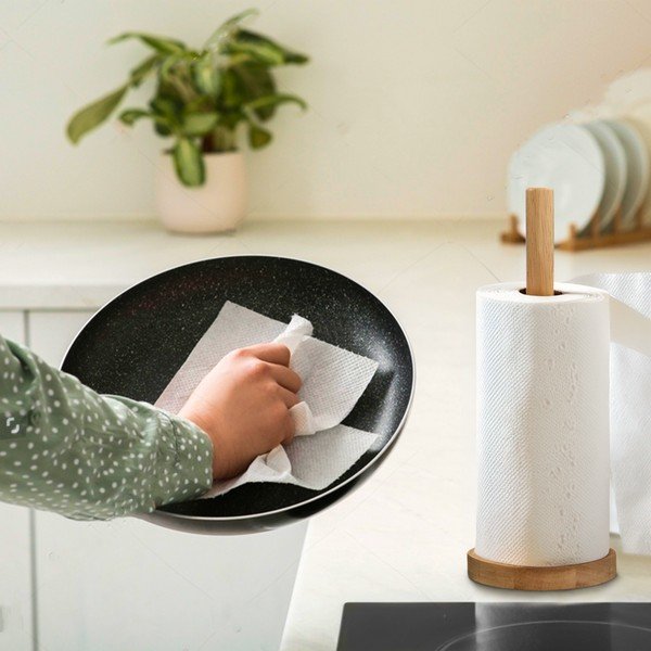 Natúr színű fa papírtörlő tartó ø 12 cm Soka – Premier Housewares-image-1