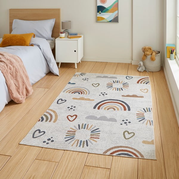 Krémszínű gyerek szőnyeg 80x150 cm Vida Kids Rainbow – Think Rugs-image-1