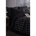 Fekete kétszemélyes hosszabbított négyrészes ágyneműhuzat lepedővel 200x220 cm Geometric – Mila Home
