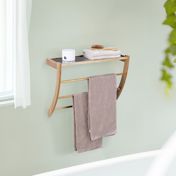 Sötét natúr színű fali fa törölközőtartó Fondi – Wenko-image-1