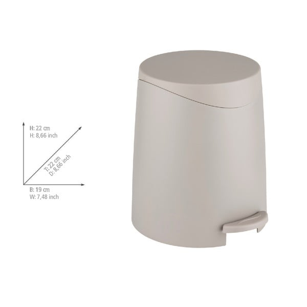 Szürkésbarna műanyag pedálos szemetes 3 l Portes – Allstar-image-3