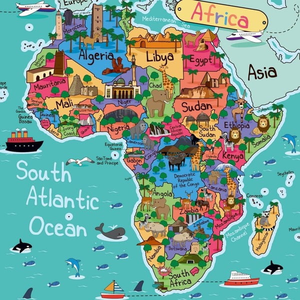 Homemania Maps Africa Pictures kép, 60 x 60 cm