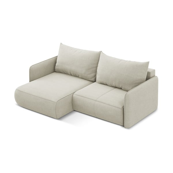 Krémszínű kinyitható-tárolóhelyes sarokkanapé (bal oldali) Nanea – Makamii-image-4