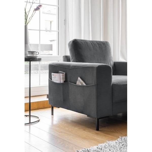 Sötétszürke kordbársony fotel Lofty Lilly – Miuform-image-3
