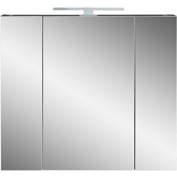 Sötétszürke fürdőszoba szekrény tükörrel 76x71 cm - Germania